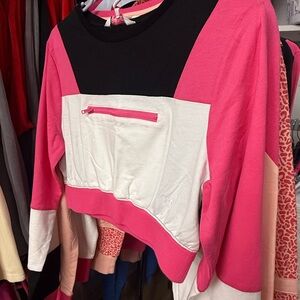 Paris Hilton Pink and White Colorblock Top